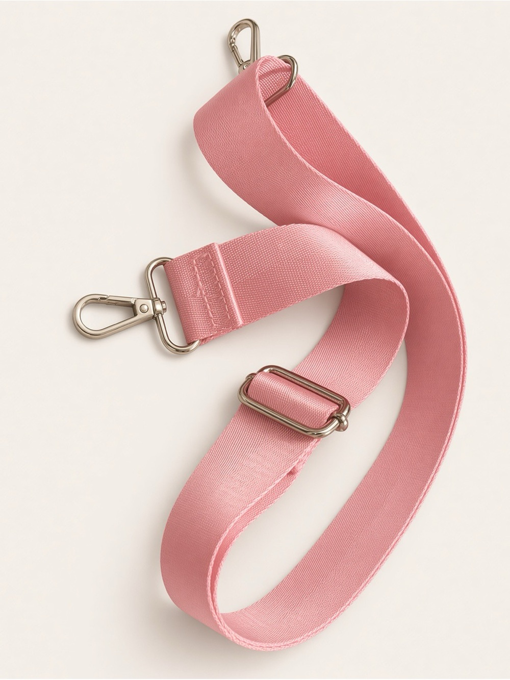 Pink Adjustable Webbing Strap with Silver Hardware
